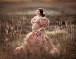 2020 robes de maternité de mariée à volants floraux sexy fente manches bouffantes élastique sur mesure femmes robes de soirée sirène, plus la taille 5930222