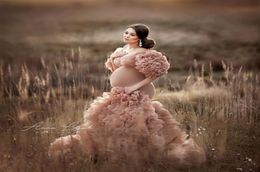 2020 robes de maternité de mariée à volants floraux sexy fente manches bouffantes élastique sur mesure femmes robes de soirée sirène, plus la taille 7937417