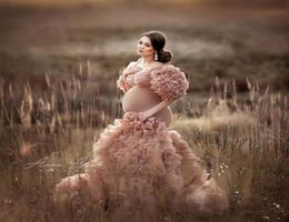 2020 robes de maternité de mariée à volants floraux sexy fente manches bouffantes élastique sur mesure femmes robes de soirée sirène, plus la taille 2737796