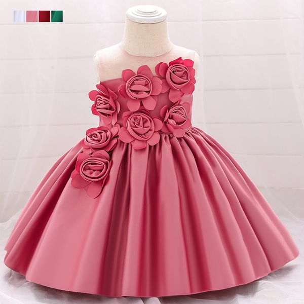 2020 vestido de boda de flores para niñas recién nacidas vestido para bebé elegante vestido de princesa bautizo infantil 1 año vestido de fiesta de cumpleaños Q1223