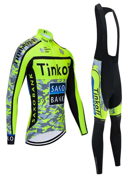 2020 Fluor Tinkoff Maillots de cyclisme à manches longues Chemises de vélo Hiver Polaire Cyclisme ÉQUIPE Vêtements Veste de vélo de montagne Maillot wear5605232