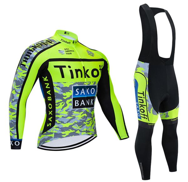 2020 Fluor Tinkoff Maillots de cyclisme à manches longues Chemises de vélo Hiver Polaire Cyclisme ÉQUIPE Vêtements Veste de vélo de montagne Maillot wear8211422
