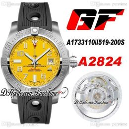 2020 GF V2 Seawolf A1733110 I519-200S ETA A2824 Reloj automático para hombre Marcadores de números de esfera amarilla Edición de caucho negro PTBL Pur268e