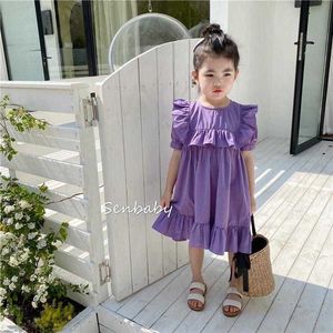 2020 Filles Violet Mignon Enfant Robes Été Nouveaux Vêtements Pour Enfants 2 10 Ans Q0716