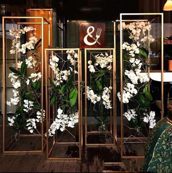2020 or blanc fleur vase étage vases colonne support métal route plomb table de mariage pièce maîtresse fleur rack événement fête décoration