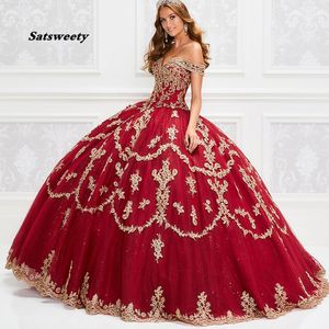 Magnifiques robes De Quinceanera rouges avec paillettes dorées à lacets robe De bal robe De bal robe De Festa douce 16 robe