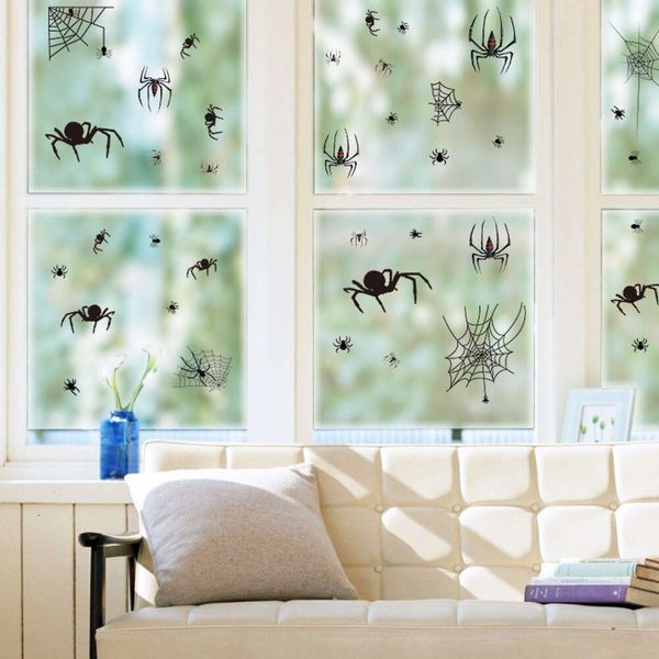 Autocollants électrostatiques d'halloween 2020, pour fenêtre en verre, araignée, chauve-souris, toile d'araignée, autocollants faciles à poser, Design, décor de maison, pour magasin, Bar, Pvc