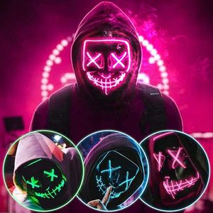 LED Masker Light Up Party Neon Cosplay Kostuum Gereedschap Horror Gloeiende Dansmaskers voor Halloween