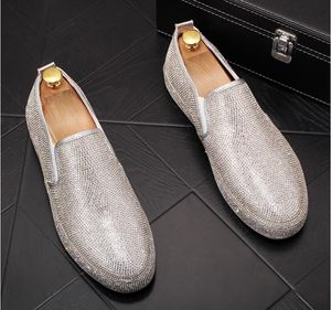 2020 fait à la main noir bleu strass hommes mocassins en daim fête de mariage hommes chaussures de luxe or Noble élégant chaussures habillées pour hommes BM980