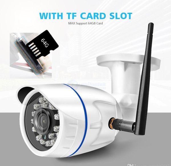 2020 HD 1080P Cámara IP inalámbrica WIFI Exterior ONVIF CCTV Video Seguridad para el hogar Cámara tipo bala Ranura para tarjeta TF Visión nocturna APP CamHi Fast DHL