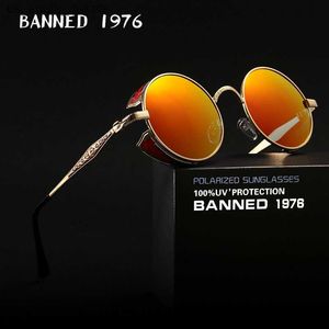 2020 HD polarisé rond métal cercle Punk Steampunk lunettes de soleil pour hommes femmes revêtement lunettes de soleil oculos de sol rétro masculino L230523