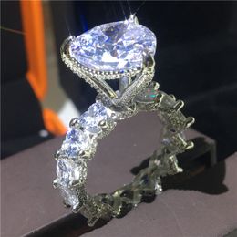 2020 forme de coeur or blanc rempli anneau 8ct AAAAA cz pierre luxe fiançailles bague de mariage anneaux pour femmes hommes fête bijoux