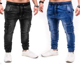 2020 Herfst Winter New Men StretchFit Jeans Business Casual Classic Classic Style Fashion Denim Broek Man Black Blue Pants6628255