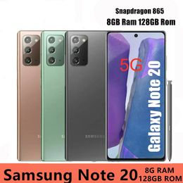 Samsung Galaxy Note20 Opmerking 20 5G N981U1 6.7 "8 GB RAM 128 GB Octa Core Snapdragon 865+ NFC Originele ontgrendelde mobiele telefoon