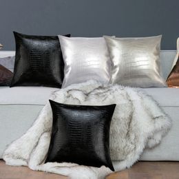 Coussin de dossier en cuir PU, Faux cuir croco artificiel de haute qualité, Durable, pour voiture, canapé, noir, blanc, gris, décoratif pour la maison, 2020