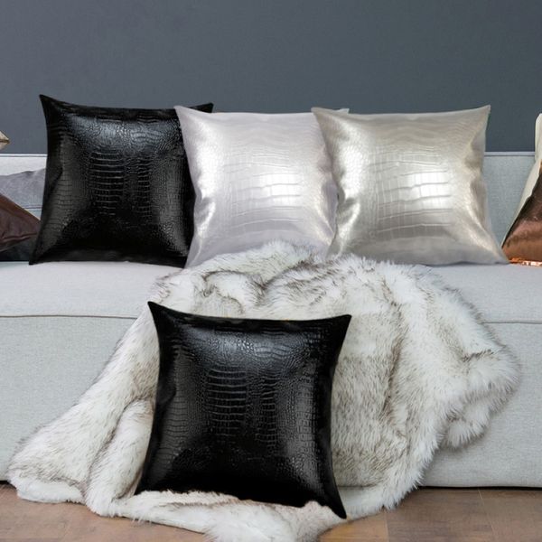 2020 Haut-qualité artificiel faux croc en cuir canapé durable canapé chaise noir blanc gris gris intérieur décoratif pute en cuir PU coussin 248m