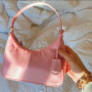 Bolso de hombro de nailon para mujer, bolso y bolso de mano para mujer, bolso de mano de lujo, bolsos cruzados, bolso de viaje de cuero genuino rosa, bolso de diseñador