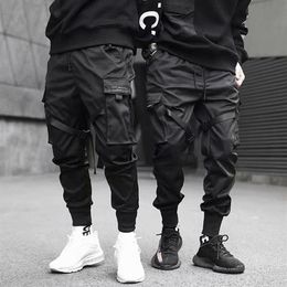 2020 Hip Hop Boy multi-poches taille élastique conception Harem pantalon hommes Streetwear Punk pantalon décontracté Jogger mâle danse noir Pant171j
