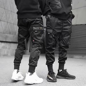 Pantalons pour hommes 2021 Hip Hop garçon multi-poches taille élastique conception sarouel hommes Streetwear Punk pantalons décontractés survêtement homme danse noir