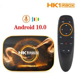 HK1 RBOX R1 TV Box Android 10 4GB 64 GB 32 GB RockChip RK3318 Quad Core 4k Set Topboxes TVBox met G10 Voice Remote Controller