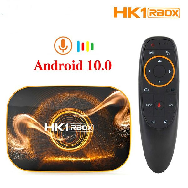 HK1 RBOX R1 TV Box Android 10 4 Go 64 Go 32 Go Rockchip RK3318 Décodeurs Quad Core 4K TVBOX avec télécommande vocale G10