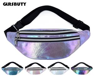 2020 Holographic Fanny Pack Hologram Taille Bag Laser Pu Beach Traverl Banaan Hip Bum Zip Taille Bags Women Belt Bag For Girls7411759