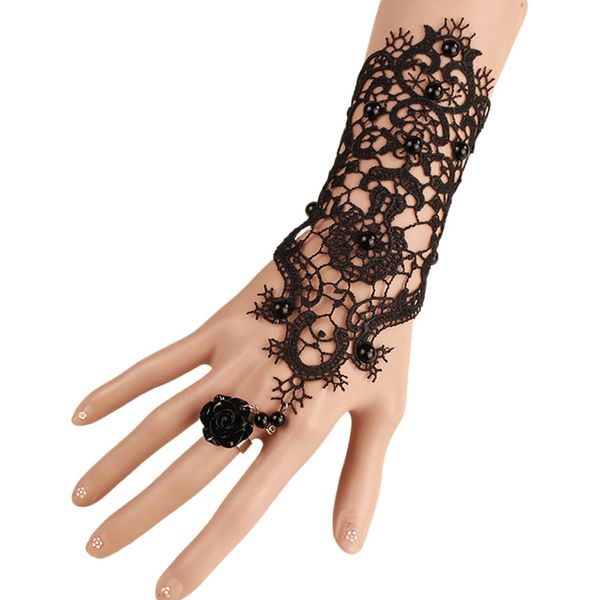 Gants de mariée longs noirs gants sans doigts accessoires de mariage de mariée gants de fête