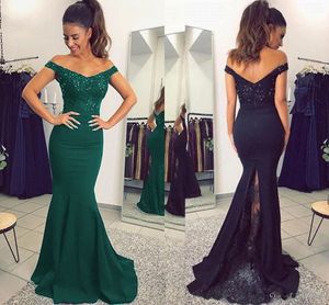 2022 Hot Navy Emerald Vestidos de novia para invitados Vestido de dama de honor Con cuentas de encaje fuera del hombro Sirena Noche Vestido de fiesta Vestidos de dama de honor