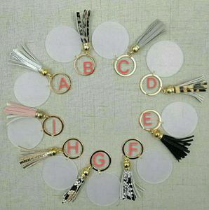 Porte-clés créatif en forme de disque acrylique Transparent de 4.5cm, en cuir PU, léopard, Grain de serpent, pendentif pompon