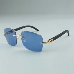Hot koop mode high-end geslepen lenzen zwart natuurlijk hout stokken zonnebril 8300916 bril, maat: 58-18-135mm