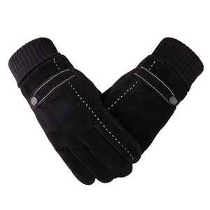 Mens Favoriete zwart en bruin Warme Pigskin Finger Handschoenen Werkfiets Draving Handschoen voor Gift