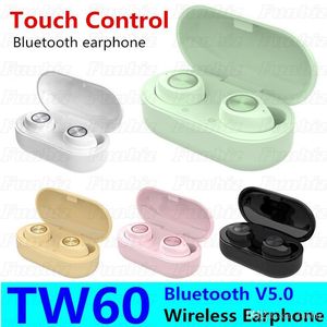 2020 Hot Selling 5 kleuren TW60 TWS Draadloze Bluetooth-oordopjes met echte stereo-hoofdtelefoon voor Smart Cellphone