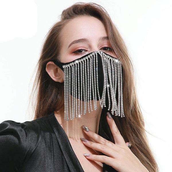 2020 vente chaude main Arts et artisanat pompon diamant pur coton Designer Masques personnalité noire perceuse éclair masque de coton respirant