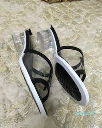 2022 Damesmode PVC Korte Heels Sandalen Kantoor Lady Casual Cool Summer Holiday Beach Heel Heel Lady Big Size 38 41