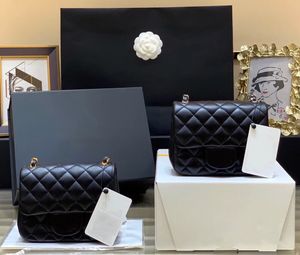 10A super originele kwaliteit 17cm Womens Mini Square Bag Real Leather Caviar Lambskin schoudertas Quilted Purse Crossbody luxe ontwerperstassen Klassieke Hangbags