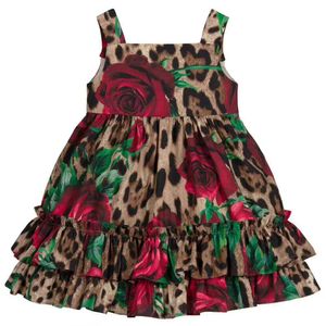 Robe de printemps et d'été pour filles de 2 à 12 ans, gilet léopard, à fleurs, flambant neuf, en stock, 2020