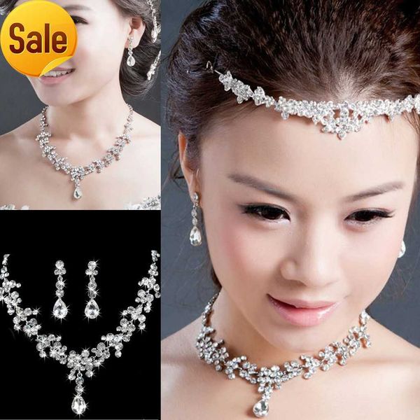 2020 En stock Ensemble de bijoux de mariée en cristal Collier plaqué goutte Boucles d'oreilles Ensembles de bijoux de mariage pour la mariée Demoiselles d'honneur femmes Accessoires de mariée