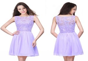 2020 en stock lilas en mousseline de soie robes de soirée courtes pas cher dos nu dentelle appliquée robe de soirée de cocktail mini robes de soirée de bal C2553247