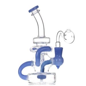 En stock en verre rose bongs tamponnets de cartes à huile Recycler pour les narguillades en verre pipes à eau shisha accessoires de tabac avec bol en verre de 14 mm