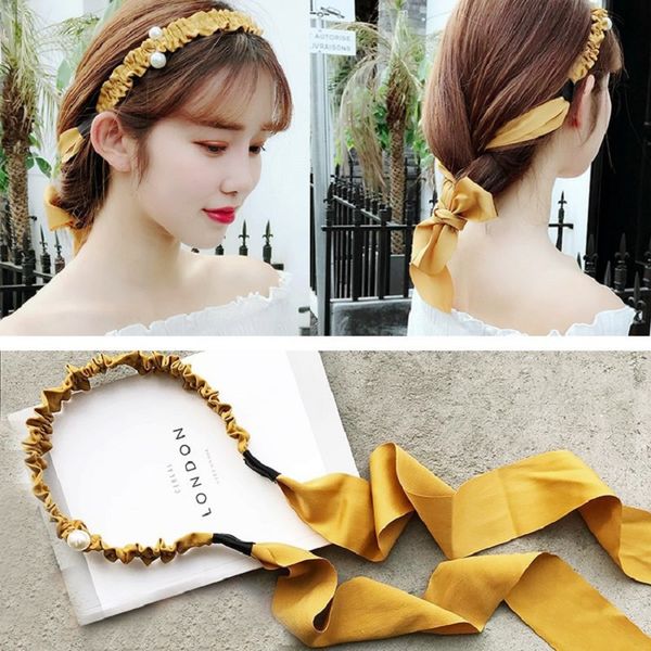 22021 Popular Femenino Nuevo Color Pelo Pelo Corea Del Sur Simple Sweet Face Pearl Bandeau Clip