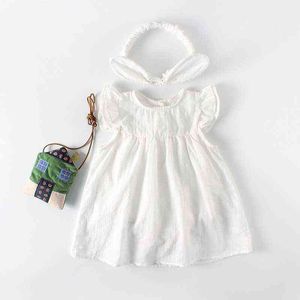 2020 Baby Girls Baby Girls Robe en dentelle blanche pure avec ensembles de bandeau en robe de baptême pour bébé pendant 0-24 mois G220510