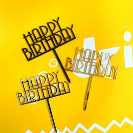 2020 ins moda feliz aniversário acrílico bolo topper chá de bebê acrílico cupcake topper para crianças festa de aniversário bolo decorações 275w