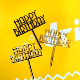 2020 INS Fashion Happy Birthday Cake Acrylic Topper Baby Shower Cupcake Acrylic Topper para niños Decoraciones de pastel de fiesta de cumpleaños 2378