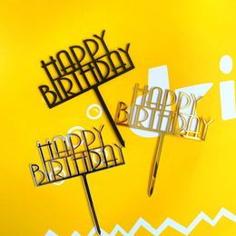 2020 INS Fashion Happy Birthday Cake Acrylic Topper Baby Shower Cupcake Acrylic Topper para niños Decoraciones de pastel de fiesta de cumpleaños 269m