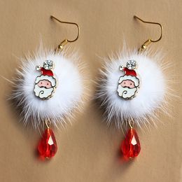 2020 ins Santa Claus Plum Blossom Herten White Ball Red Crystal Christmas Earring accessoires gemengde groothandel