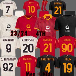 23 24 Voetbalshirt Vierde DYBALA BELOTTI 4TH Voetbalshirts LLORENTE PELLEGRINI ABRAHAM LUKAKU kits TOTTI 2023 2024 SANCHES SHAARAWY CRISANTE Heren Kinderuniformen