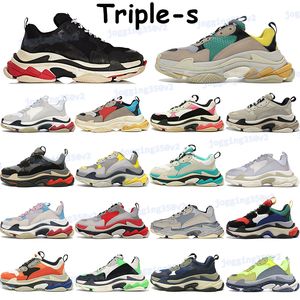 Triple-S hommes Chaussures pour femmes Plate-forme de plate-forme décontractée Crème Jaune rouge beige gris triple noir noir blanc Paris papa Trainers sportifs