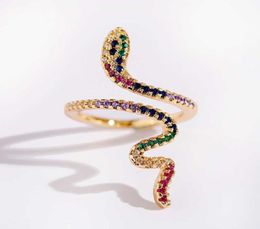 2020 Joyeria Mujer Stapelbare Ringen Snake Ringen Voor Vrouwen Goud Kleur Clear Cz Punk Rock Ring Dier Sieraden Q07085620007