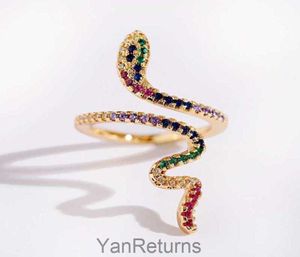 2020 Joyeria Mujer Anneaux empilables Anneaux de serpent pour les femmes Gold Color Clear Cz Punk Rock Ring Bijoux Animal Q07088130649