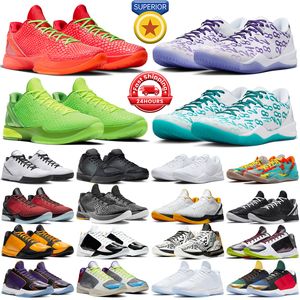 Kobe chaussures de basket-ball hommes kobes 6 Protro Reverse Grinch 8 Court Purple Radiant Emerald Halo 4 Mamba Mambacita Sweet 5 Bruce Lee baskets de sport pour hommes
